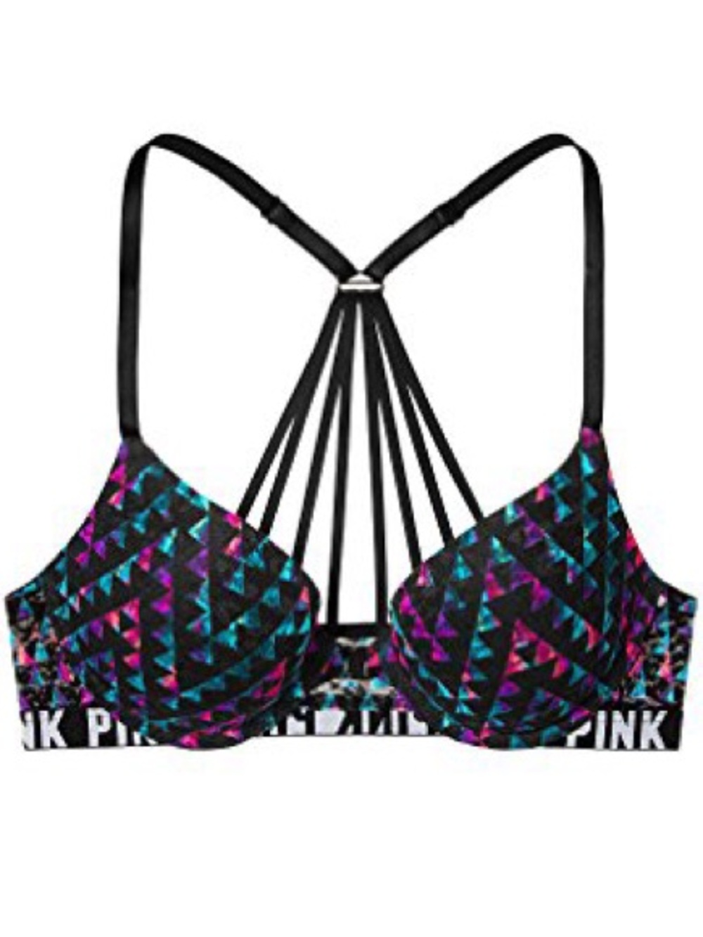 PINK Victoria’s Secret Geo Print Strappy Racerback Bra Women’s 36B